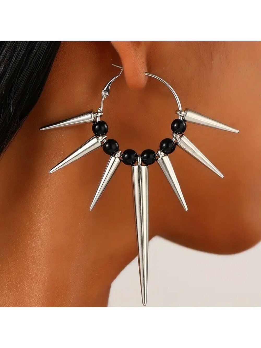 New - Chic - Retro Style Spiked Rivet Hoop Earrings